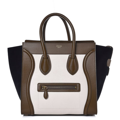 Celine Textured Calfskin Suede Tri-color Mini Luggage Cream 1 of 7