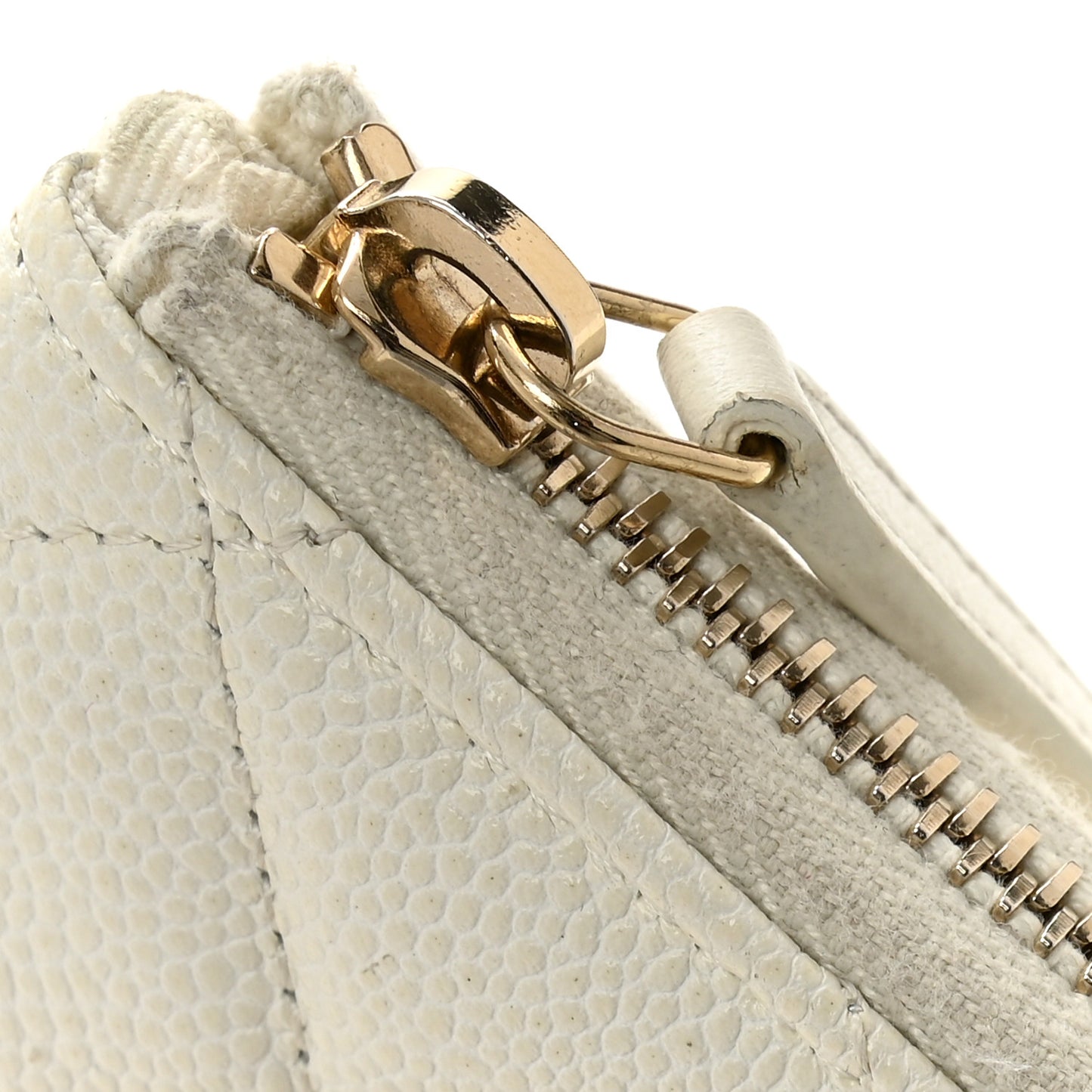 Caviar Quilted Small Pouch White