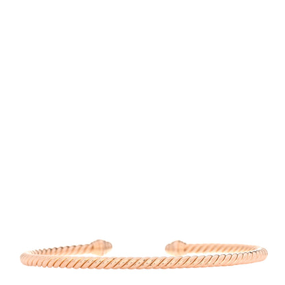 David Yurman 18K Rose Gold Diamond 3mm Cablespira Bracelet 2 of 3