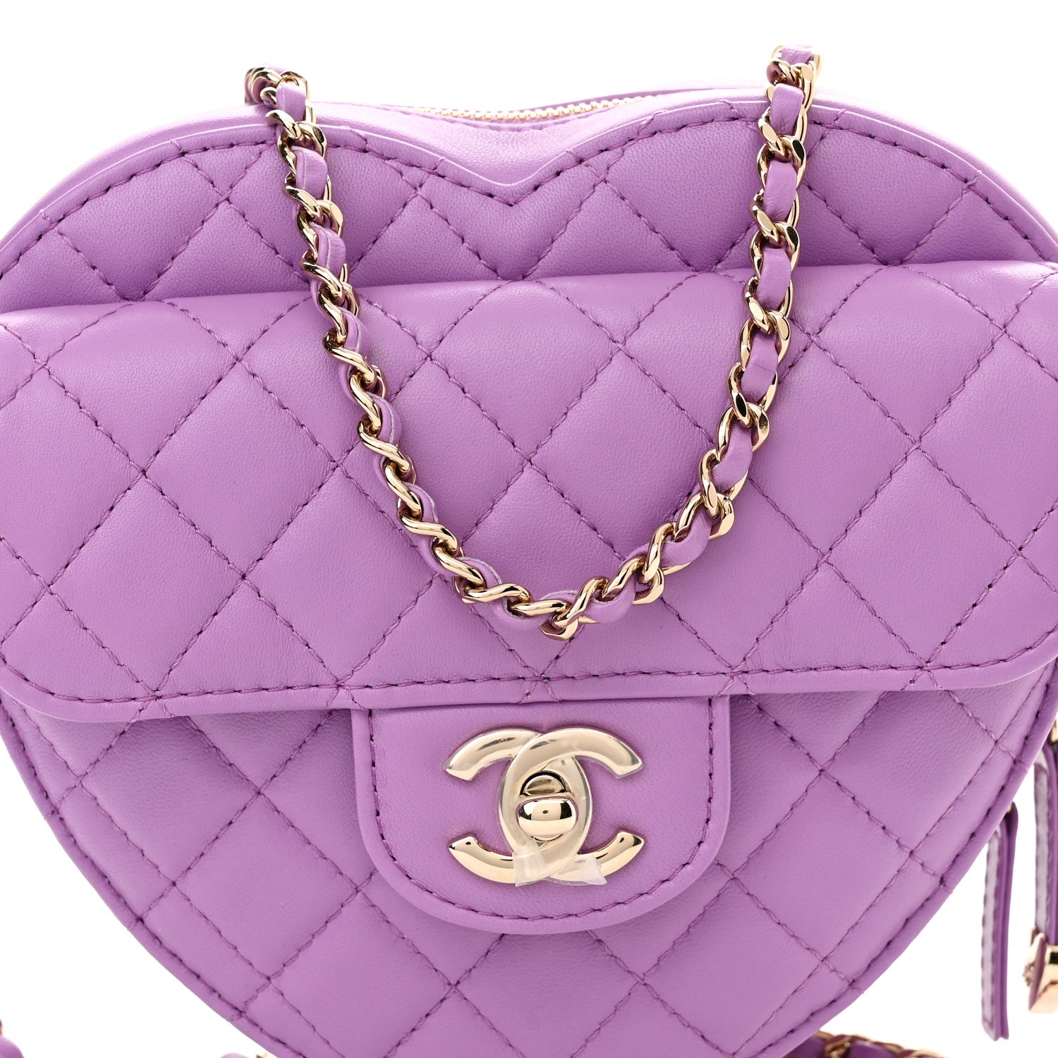 Chanel Lambskin Quilted CC In Love Heart Bag Purple 8 of 10