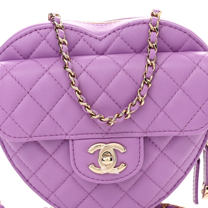 Chanel Lambskin Quilted CC In Love Heart Bag Purple 8 of 10