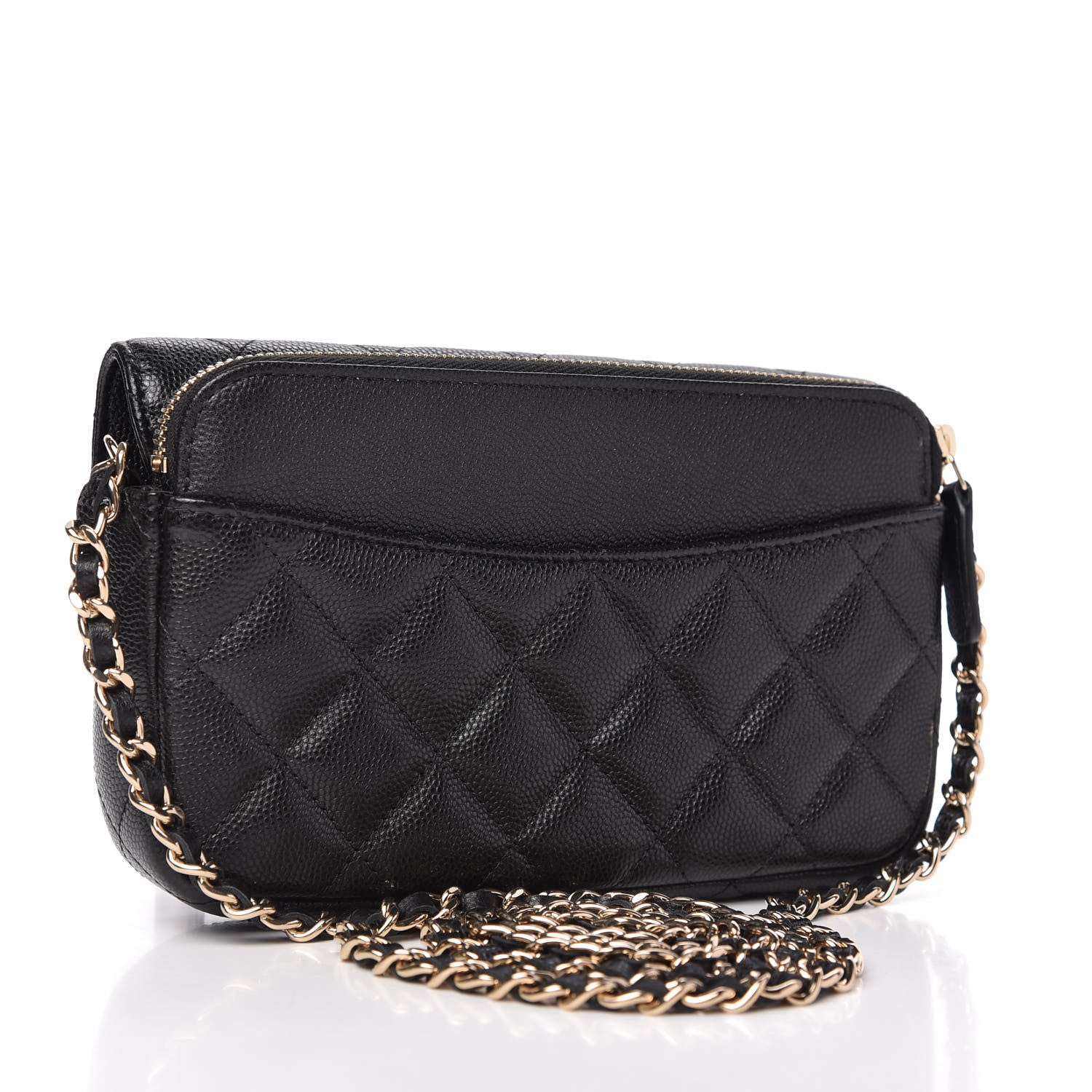 Chanel Caviar Quilted Flap Phone Holder With Chain Black 3 of 12