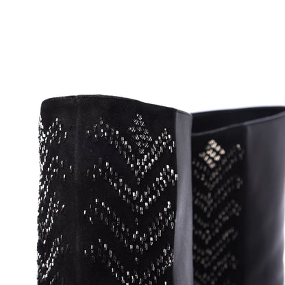 Valentino Garavani Nappa Suede Beaded Boots 38 Black 16 of 16