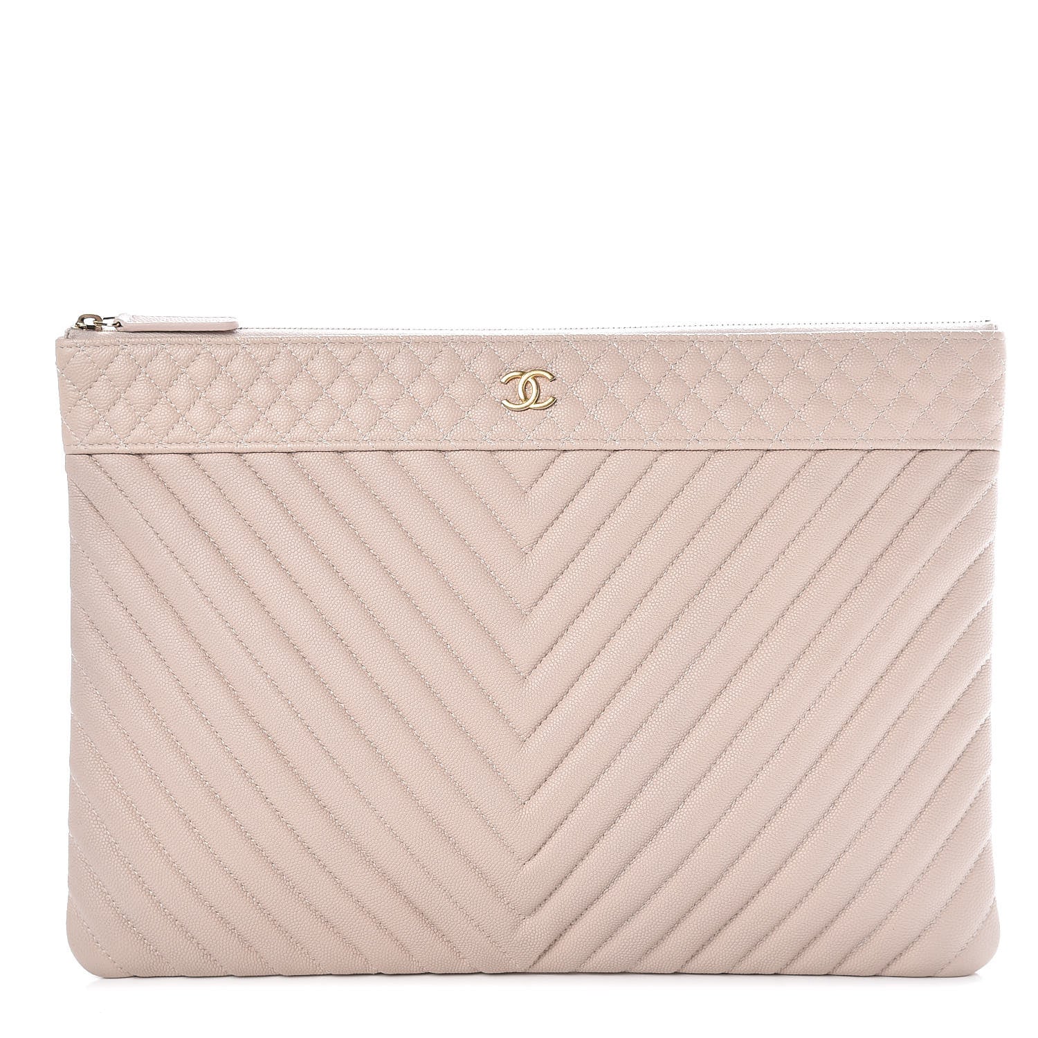 Chanel Caviar Chevron Quilted Large Cosmetic Case Light Pink 1 of 8