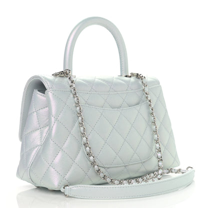 Chanel Iridescent Caviar Quilted Mini Coco Handle Flap Light Blue 3 of 10