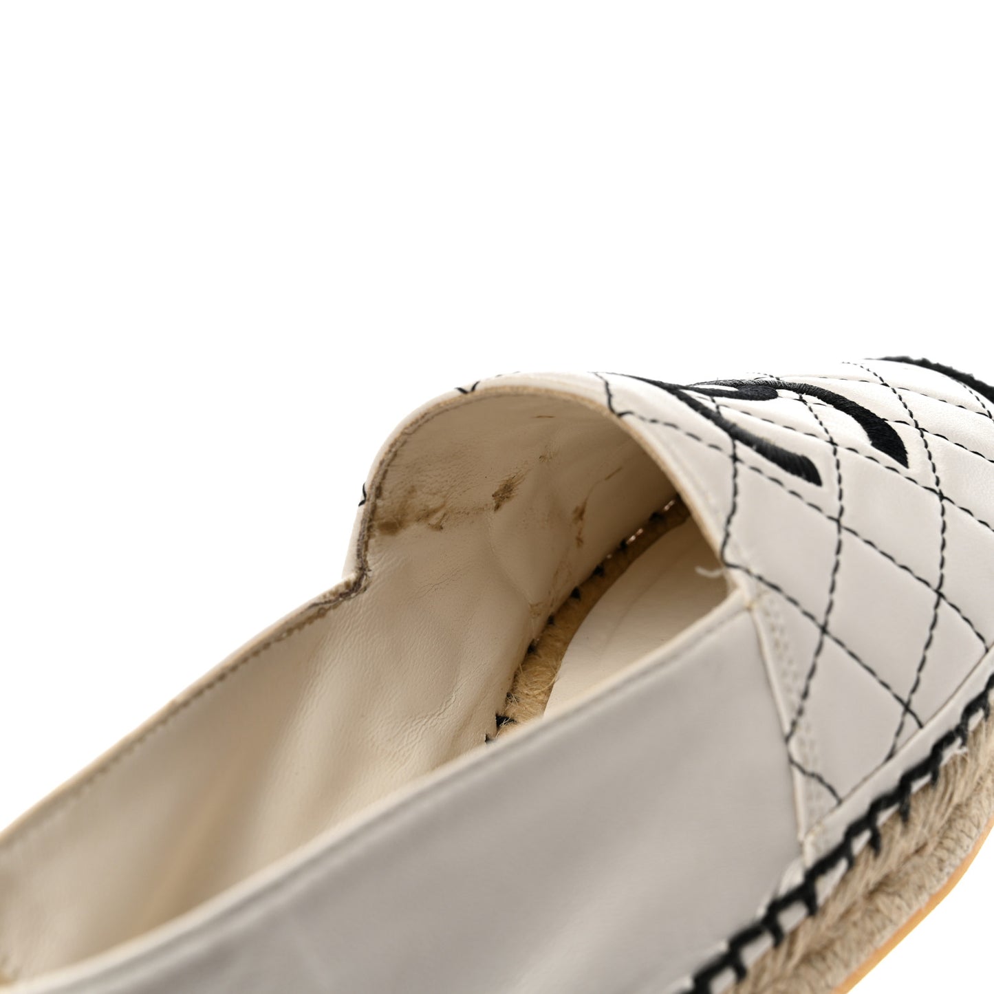 Lambskin Stitched CC Espadrilles 35 White Black