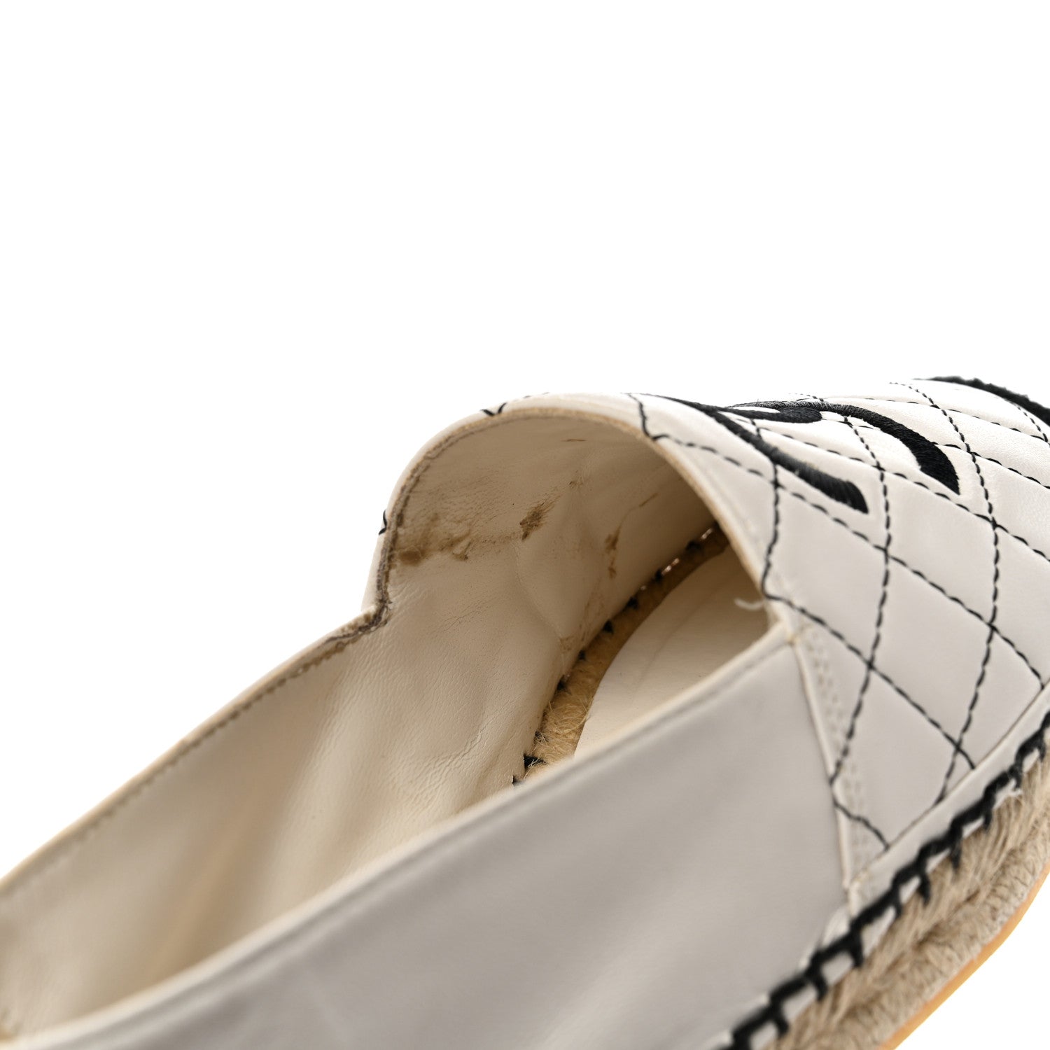 Chanel Lambskin Stitched CC Espadrilles 35 White Black 9 of 13
