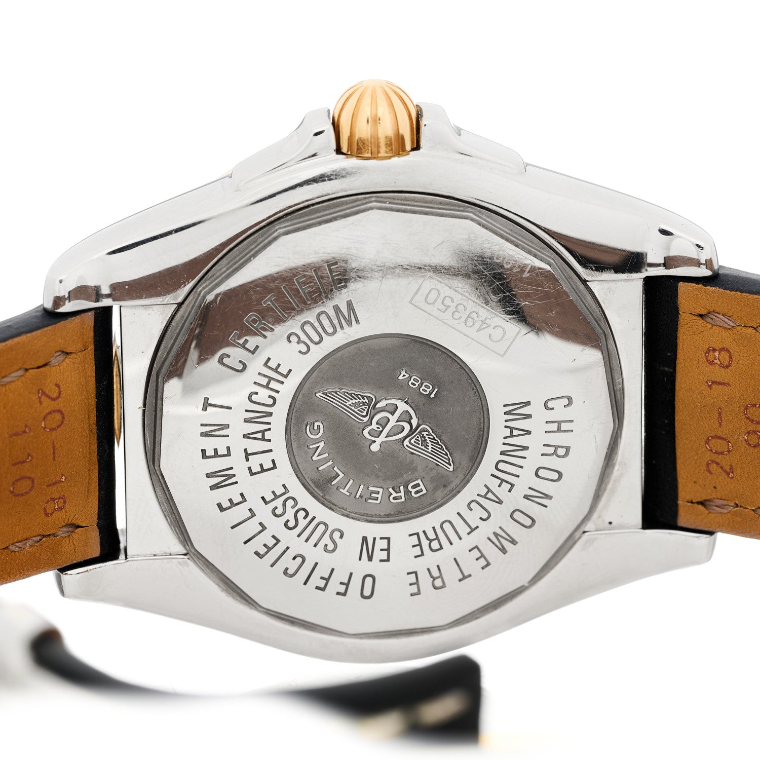 Breitling Stainless Steel 18K Yellow Gold Calfskin Diamond Bezel 41mm Cockpit Automatic Watch C49350 4 of 5