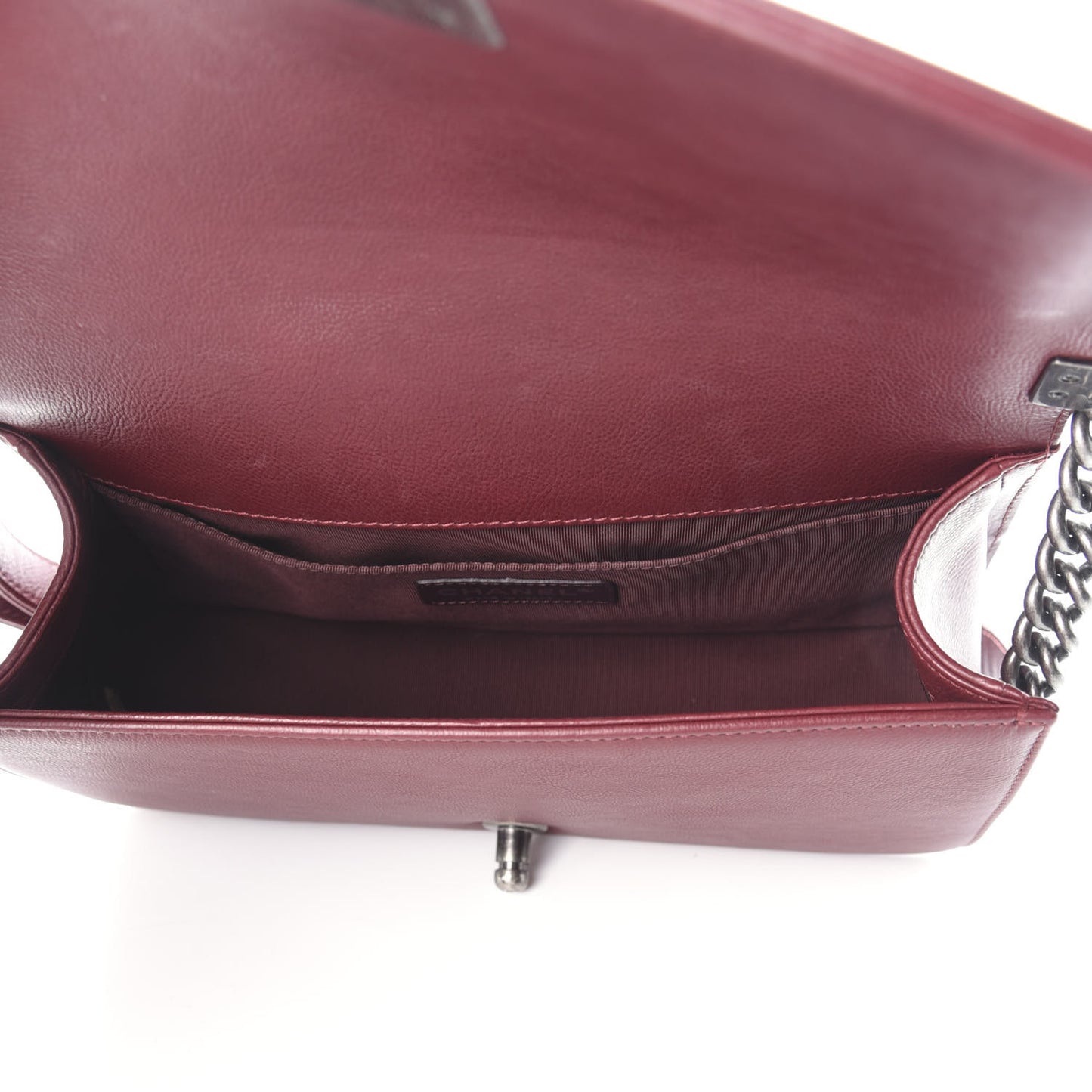 Calfskin Double Stitch Medium Boy Flap Burgundy