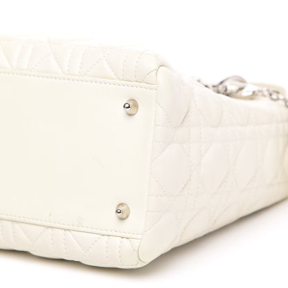 Christian Dior Lambskin Cannage Ruffle Trim Medium Lady Dior Off White 10 of 15
