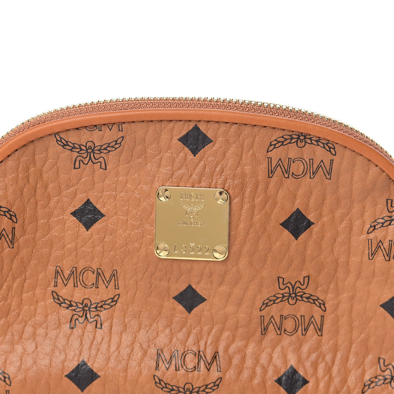 MCM Visetos Heritage Medium Cosmetic Pouch Cognac 8 of 8