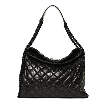 Chanel Metallic Calfskin Quilted Large Chain Me Hobo Dark Grey 1 of 10