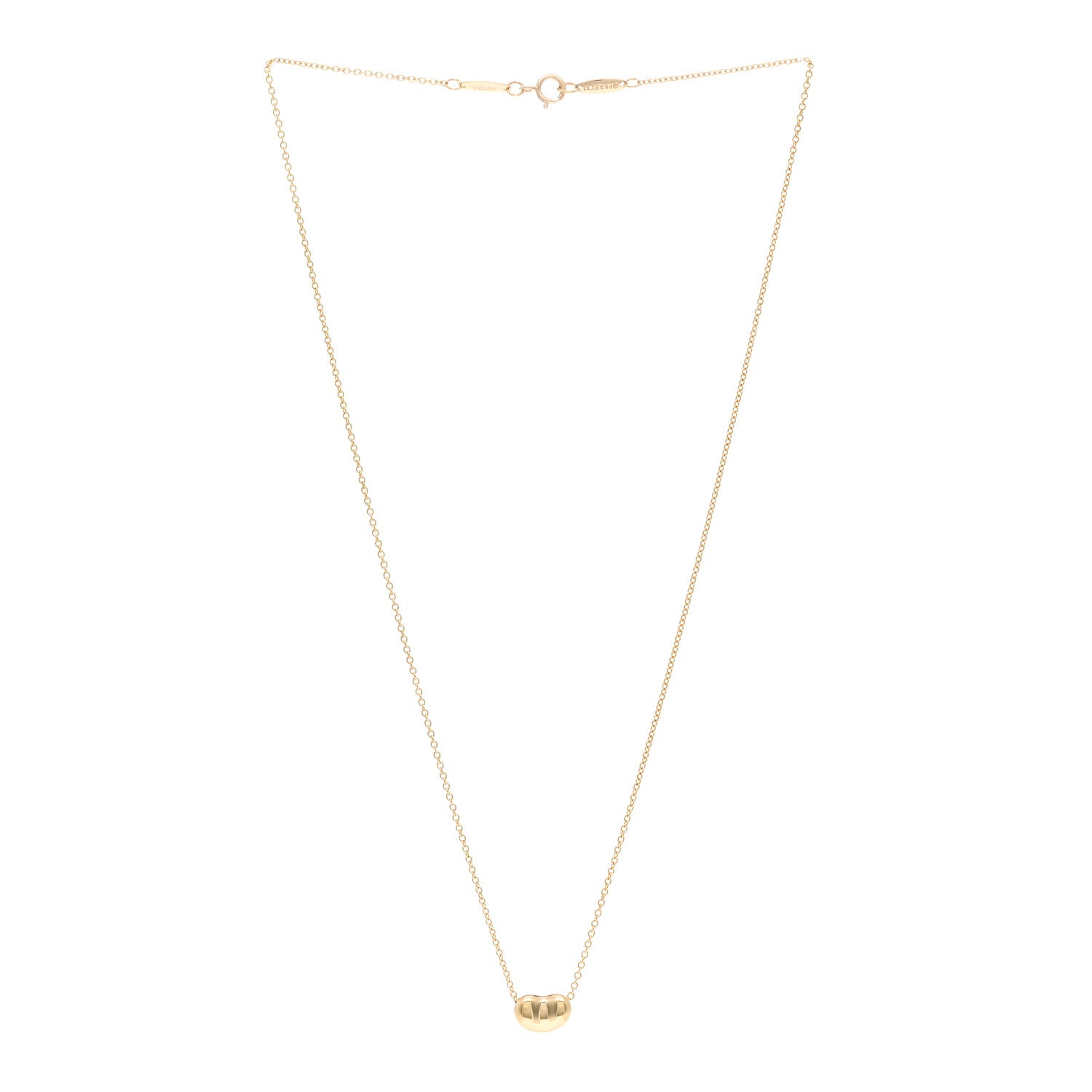 Tiffany 18K Yellow Gold 9mm Elsa Peretti Bean Pendant Necklace 3 of 4