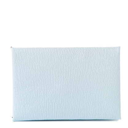 Hermes Chevre Mysore Verso Calvi Card Case Bleu Brume Brique 1 of 8