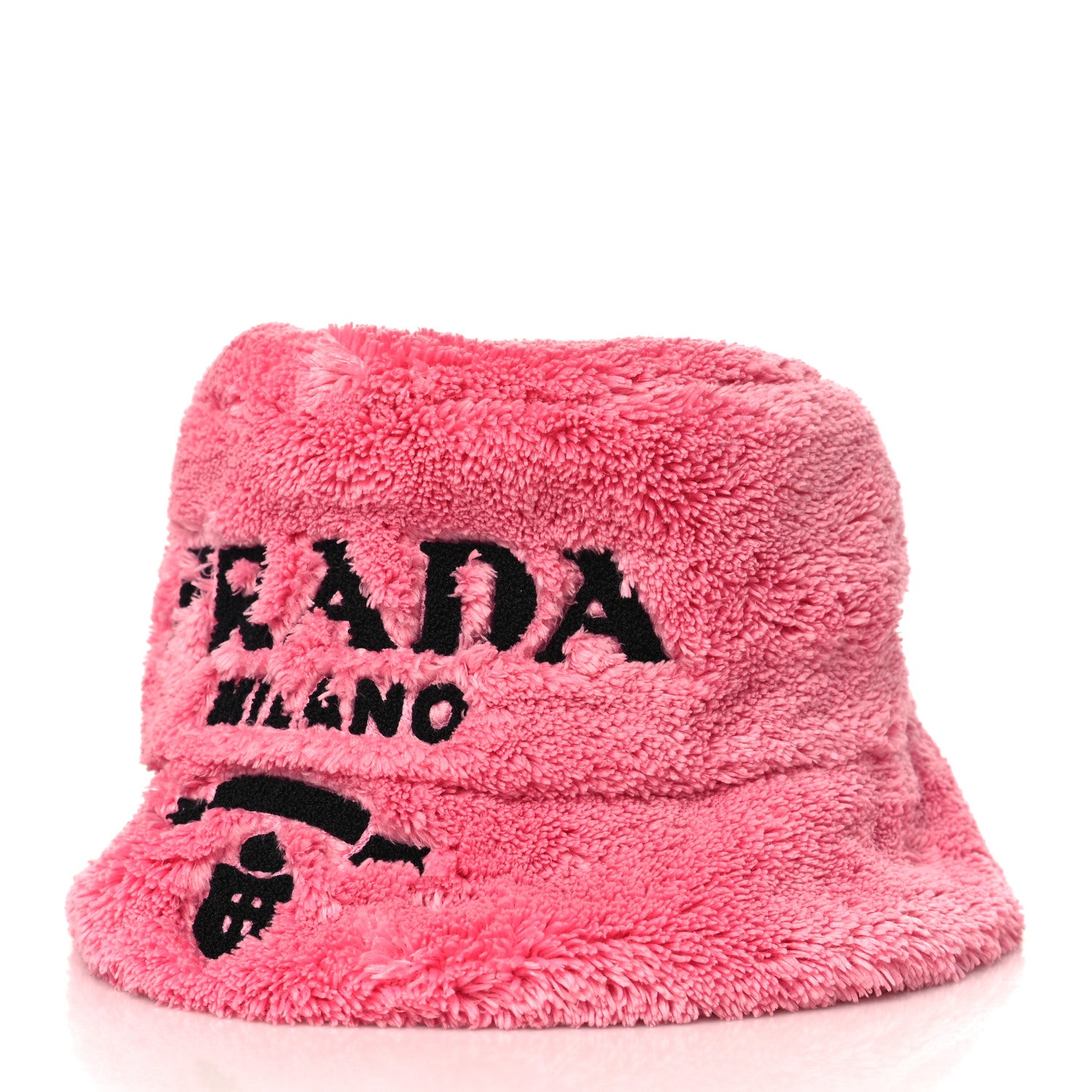 Prada Terry Cloth Logo Embroidered Womens Bucket Hat L Petalo Black 2 of 6