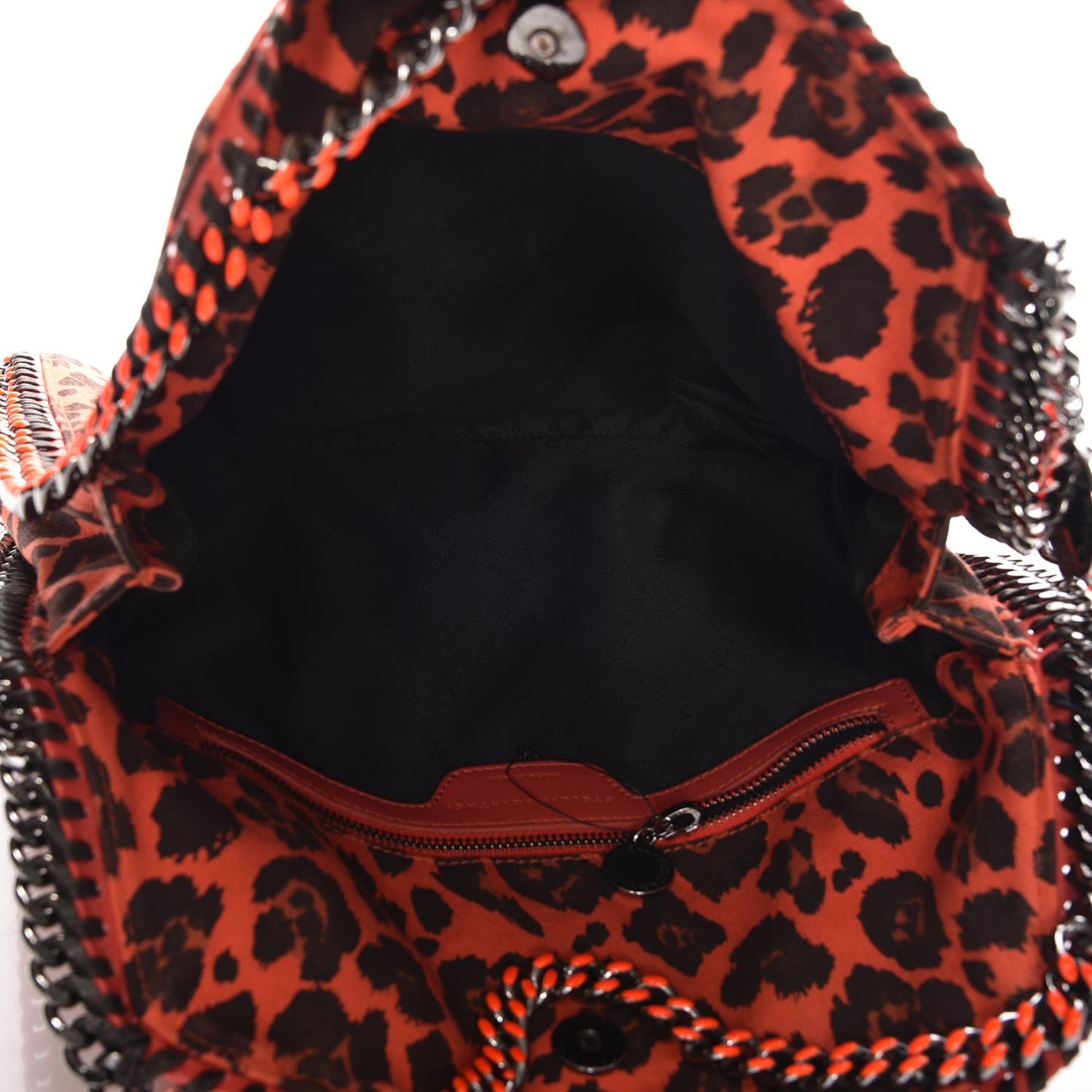 Linen Leopard Small Falabella Tote Vermillion Black