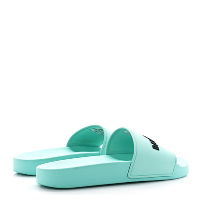 Balenciaga Rubber Logo Womens Pool Slide Sandals 37 Mint Black 4 of 8
