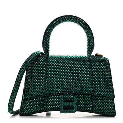 Balenciaga Strass Suede Hourglass Top Handle Bag XS Emerald 1 of 10