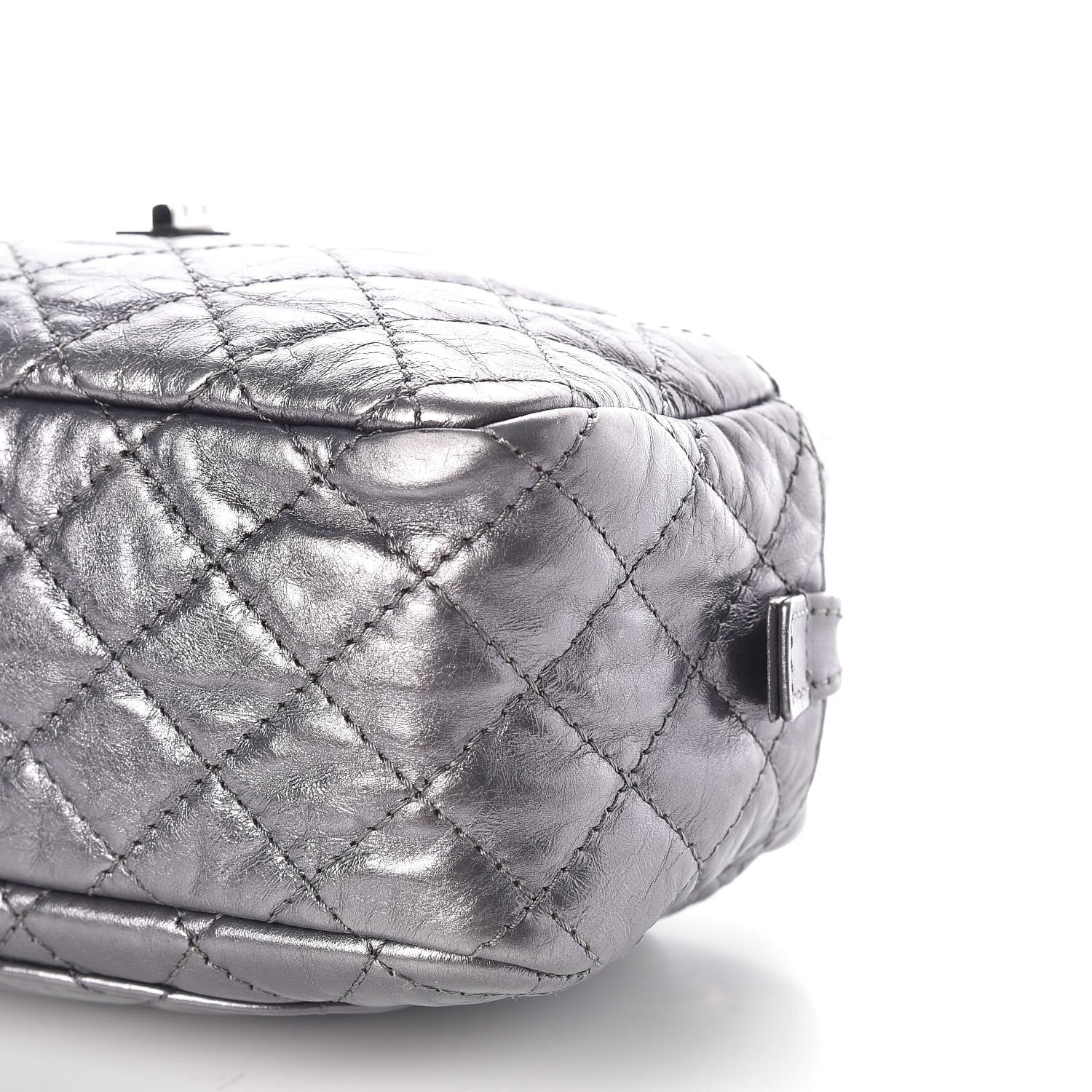 Chanel Metallic Aged Calfskin Quilted Small Reissue Camera Case Dark Silver 6 of 10