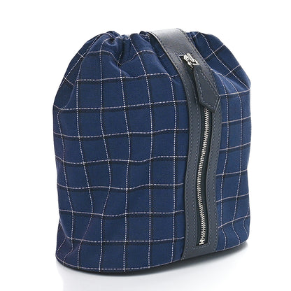 Hermes Tattersall Canvas Swift Trek-H Pouch Bleu Nuit White Black Caban 3 of 10