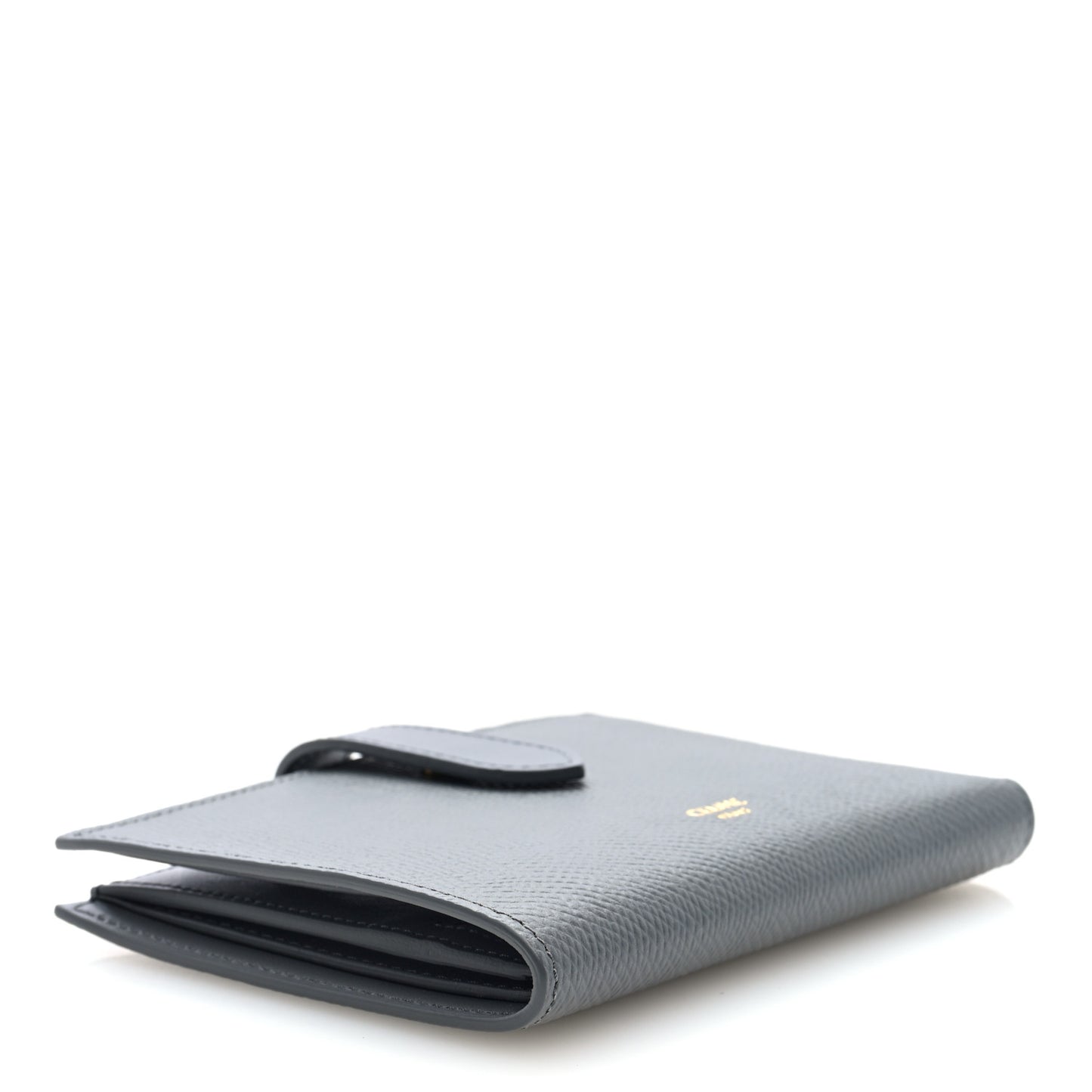 Grained Calfskin Medium Multifunction Strap Wallet Grey