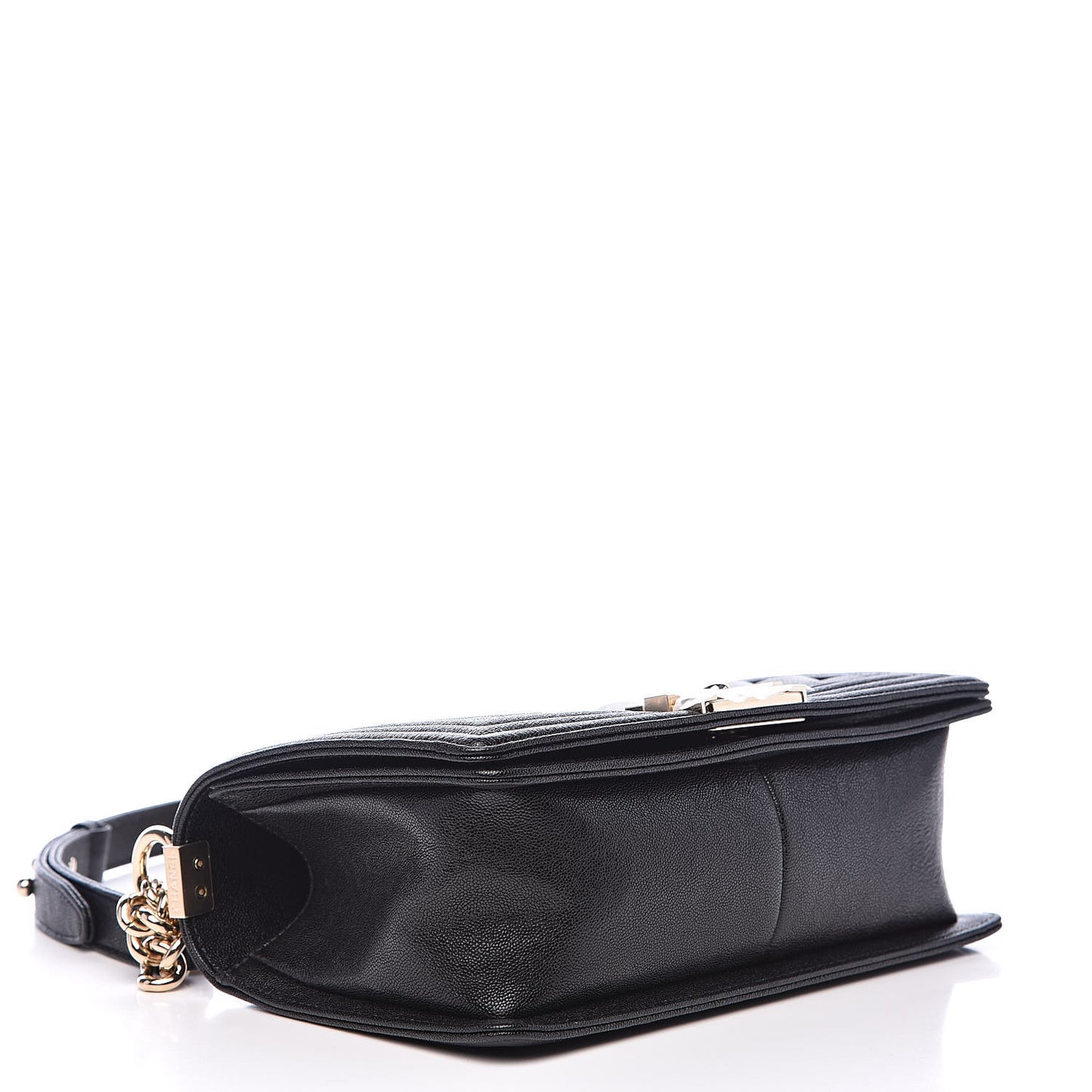 Caviar Chevron Quilted Medium Boy Flap Black