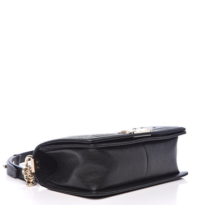 Chanel Caviar Chevron Quilted Medium Boy Flap Black 4 of 11