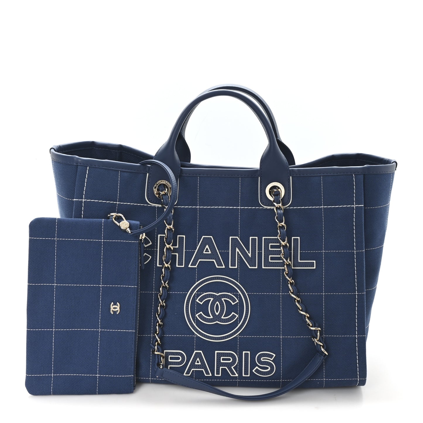 Cotton Medium Deauville Tote Blue White