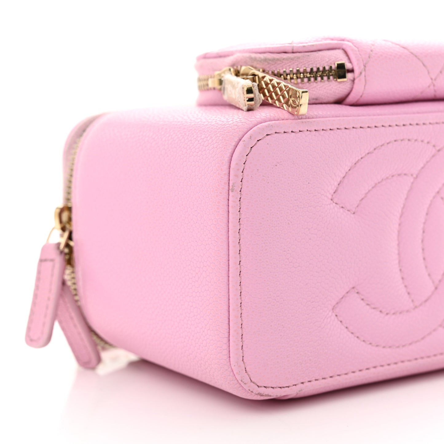 Caviar Quilted Top Handle Pocket Vanity Case Lilac