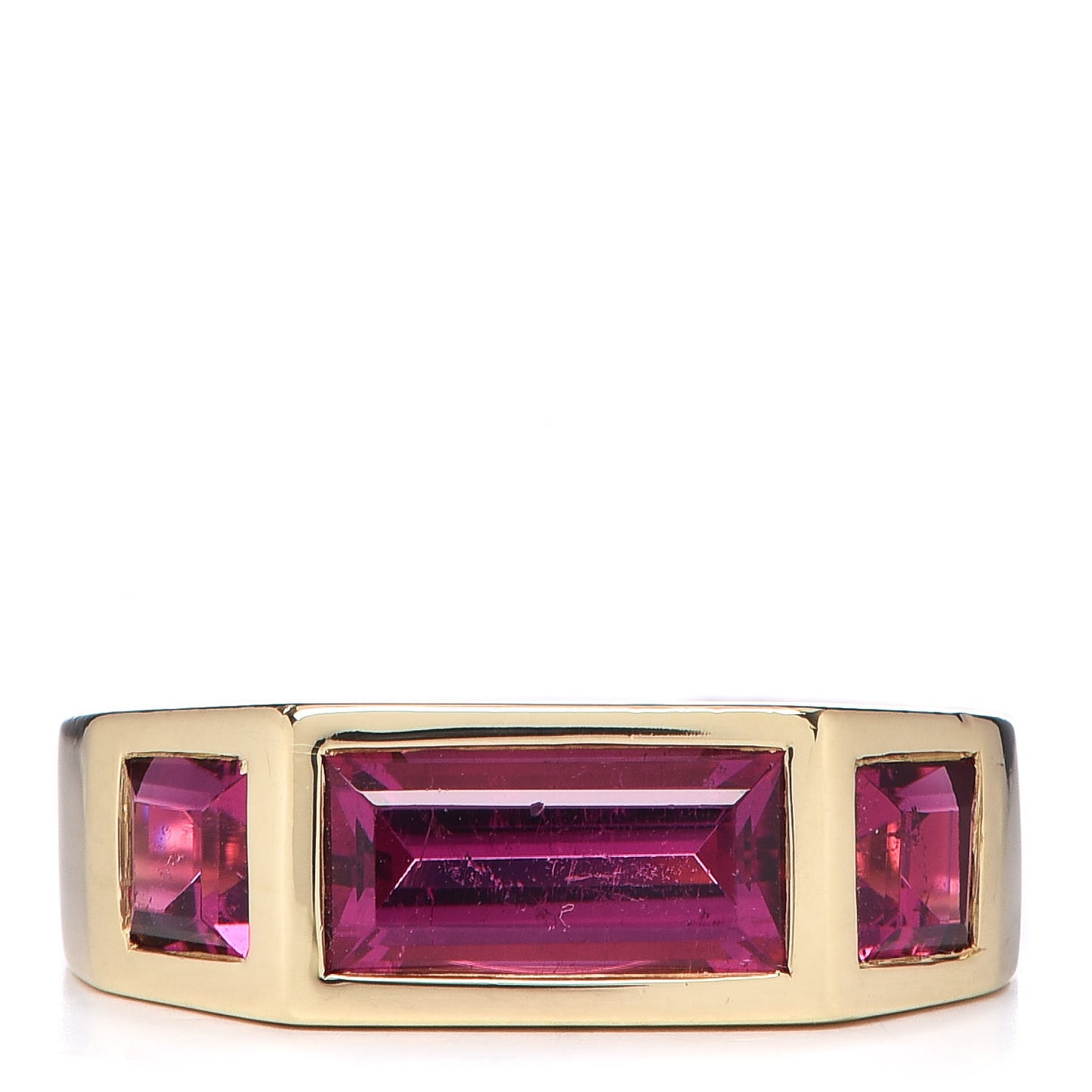 18K Yellow Gold Rubellite Paloma's Studio Baguette Three-Stone Ring 50 5.5