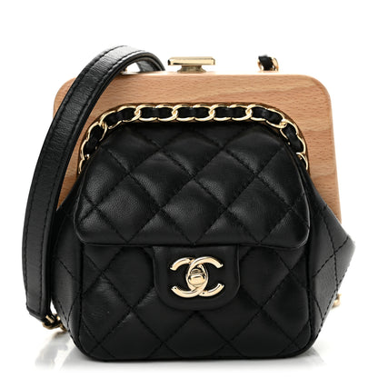 Chanel Lambskin Quilted Hollywood Clutch Black 1 of 11