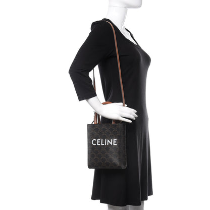 Celine Triomphe Canvas Calfskin Mini Vertical Cabas Tan 2 of 8
