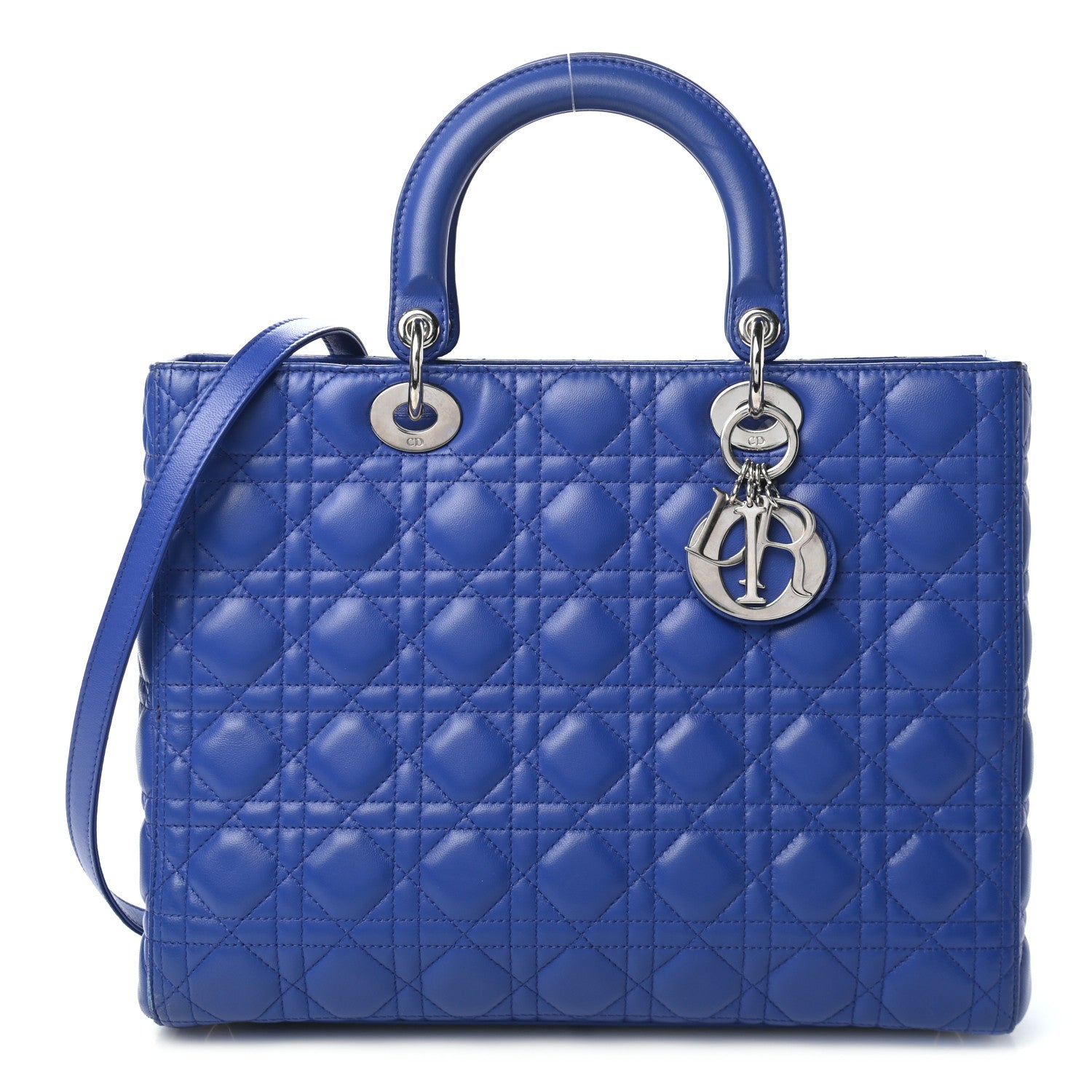 Christian Dior Lambskin Cannage Large Lady Dior Blue 1 of 10