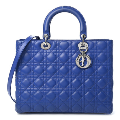 Christian Dior Lambskin Cannage Large Lady Dior Blue 1 of 10