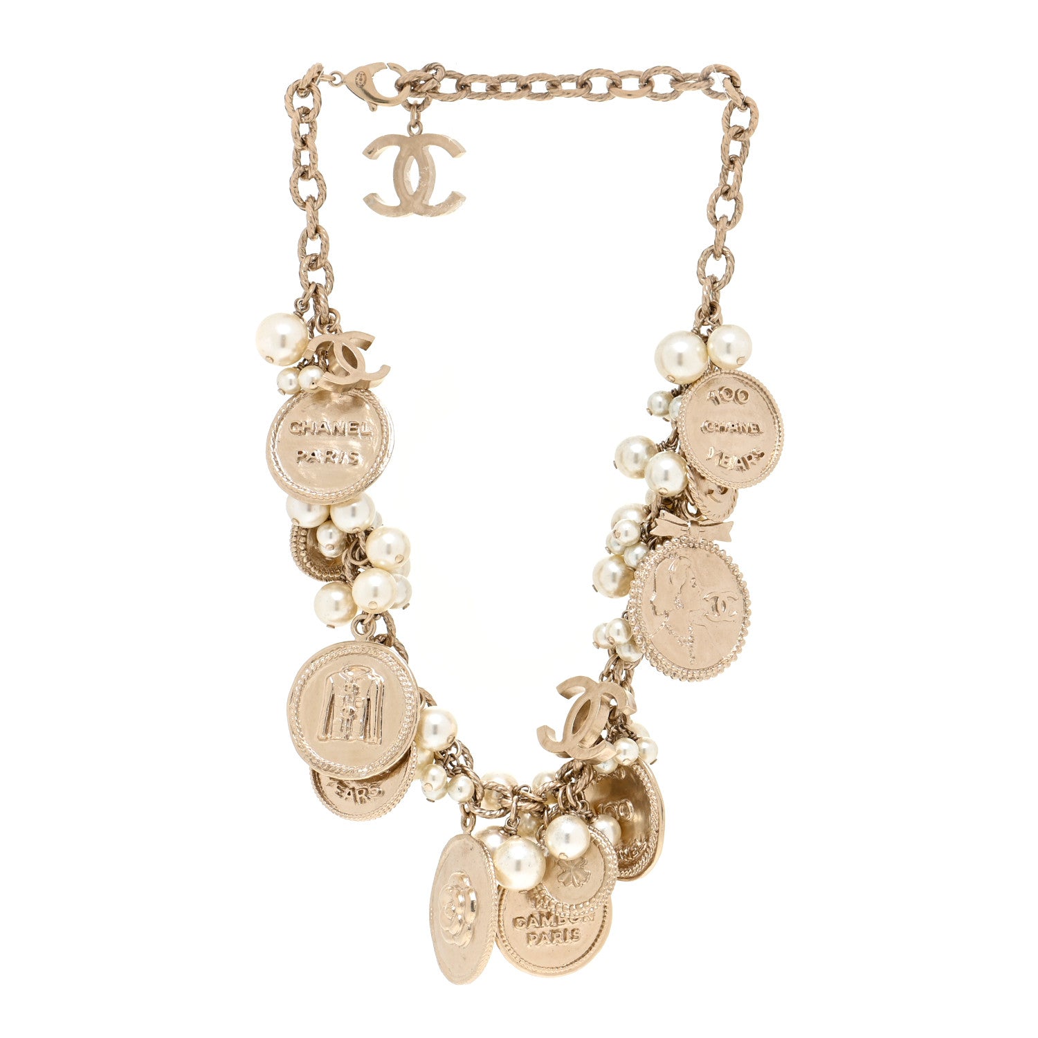 Chanel CC Medallion 100 Anniversary Chain Necklace Gold 3 of 4