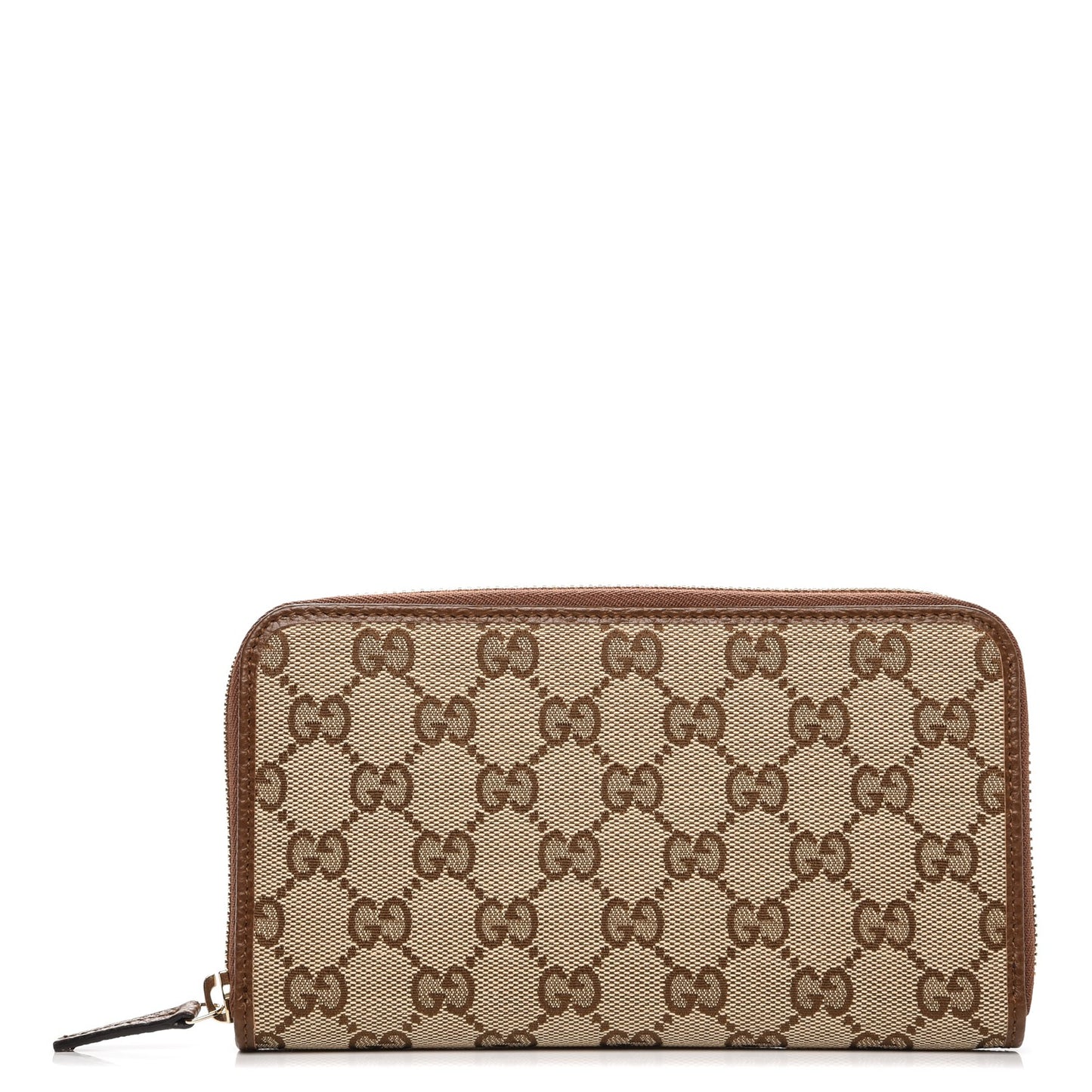 Monogram Dollar Calfskin Zip Around Wallet Beige Ebony Tabacco