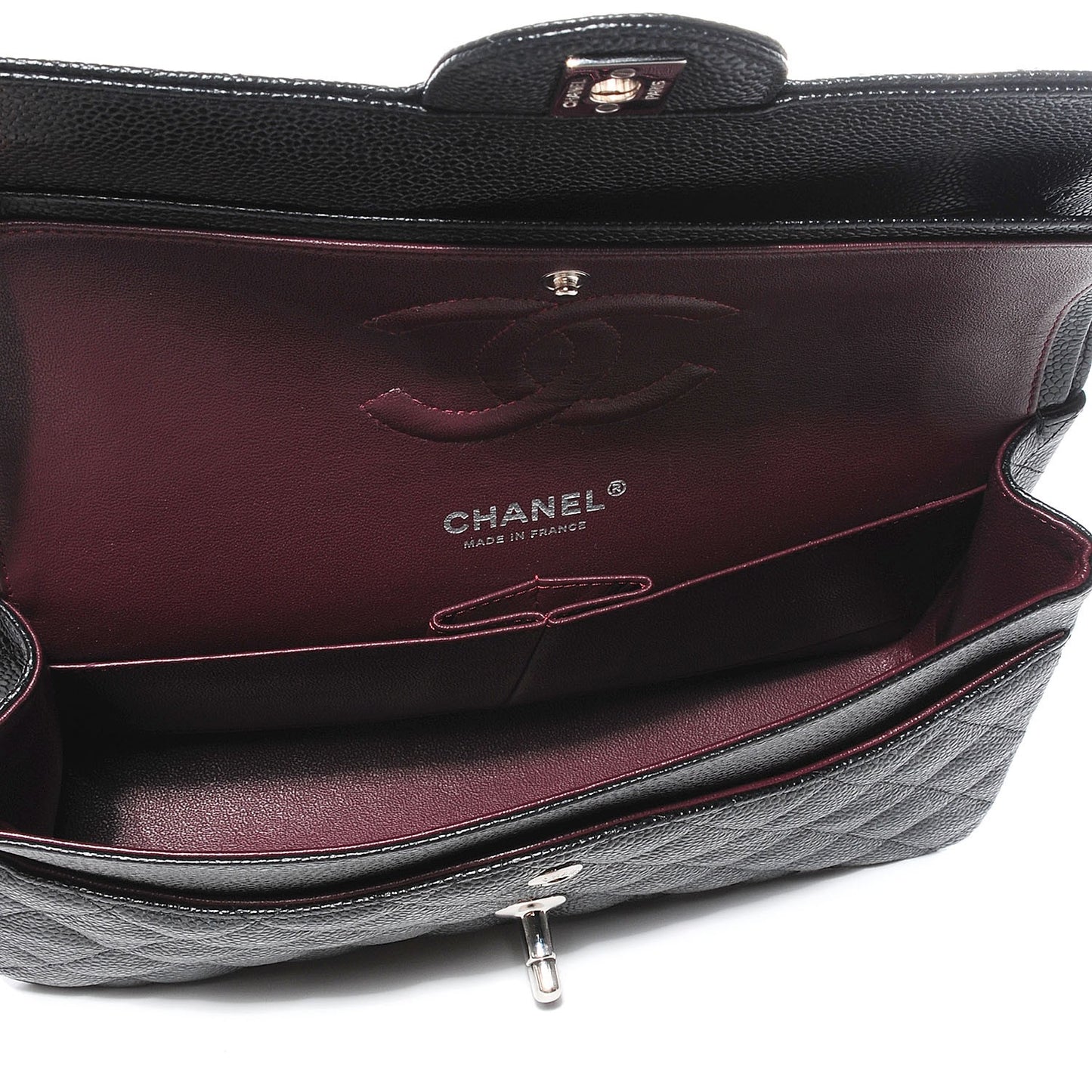 Caviar Quilted Medium Double Flap Black