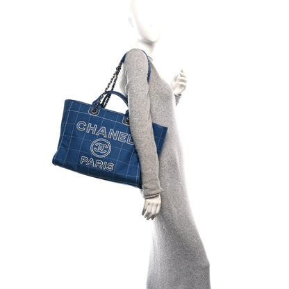 Chanel Cotton Medium Deauville Tote Blue White 2 of 11