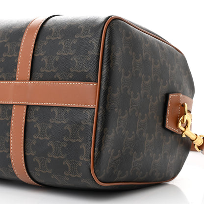 Celine Triomphe Canvas Calfskin Large Boston Bag Tan 11 of 11