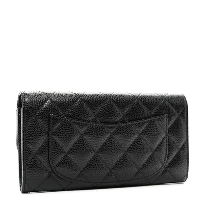 Chanel Caviar Quilted Large Gusset Flap Wallet Black 3 of 9