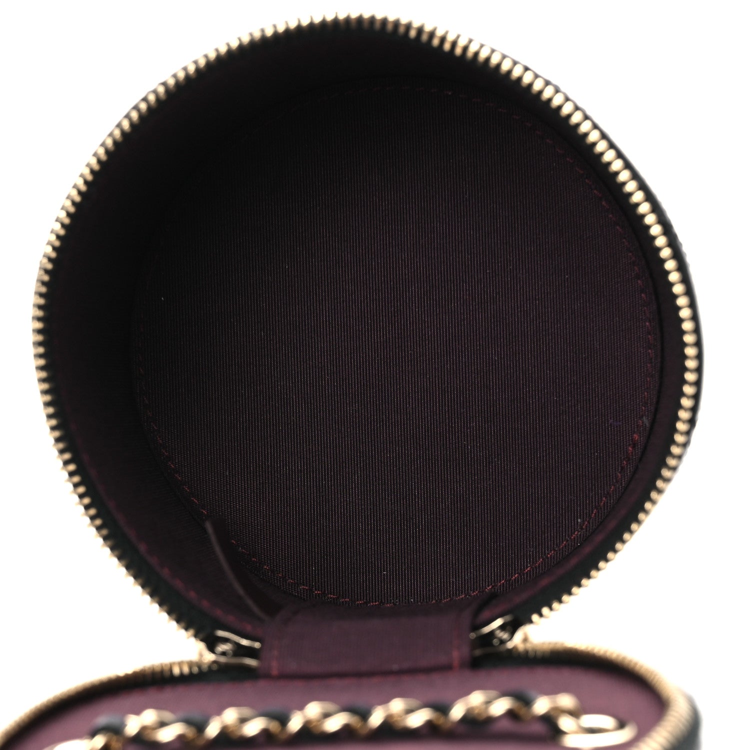 Chanel Lambskin Quilted Round Small Vanity Case With Chain Black 5 of 10
