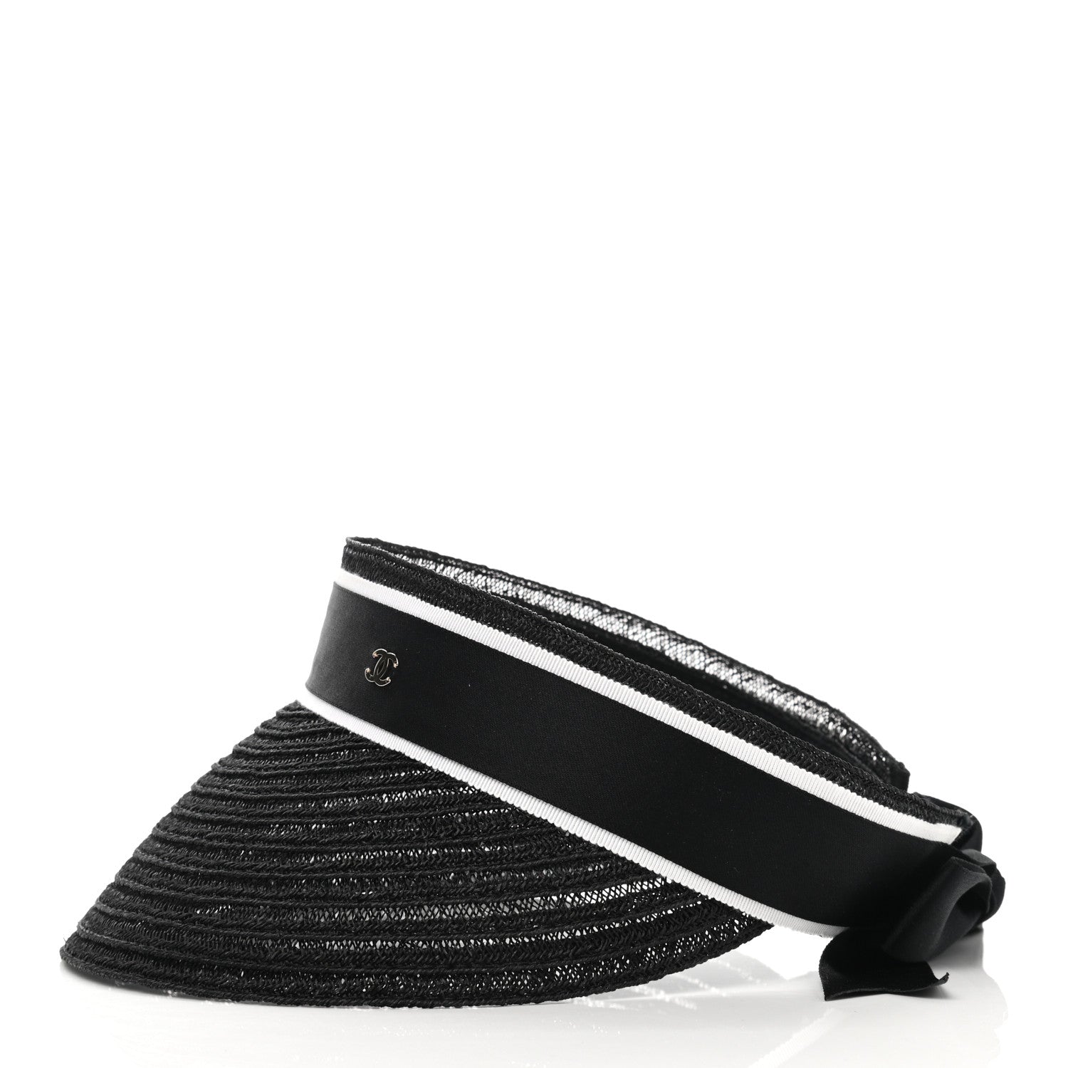 Chanel Abaca Cotton Ribbon Visor M Black 4 of 7