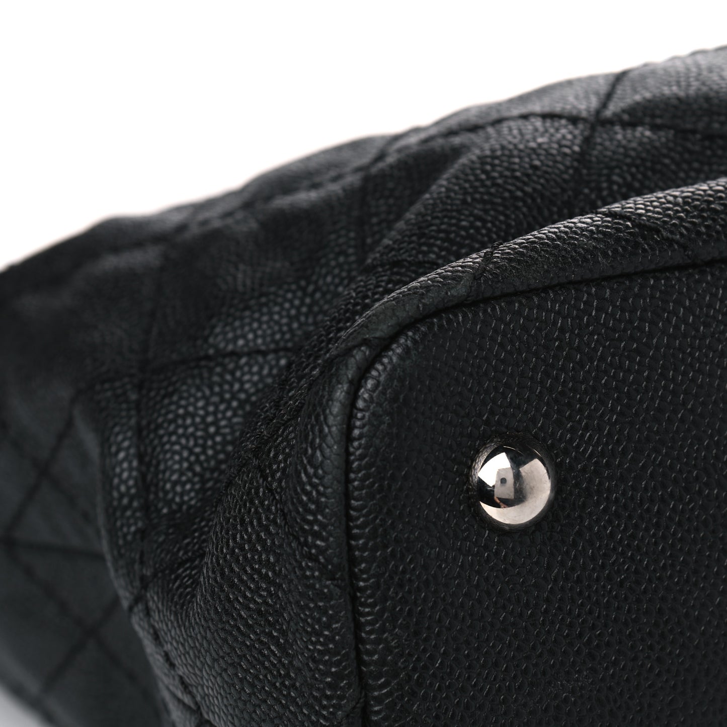 Grained Calfskin Quilted Small Daily Shopping Tote Black