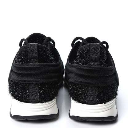 Chanel Stretch Fabric Velvet CC Sneakers 40.5 Black 5 of 10