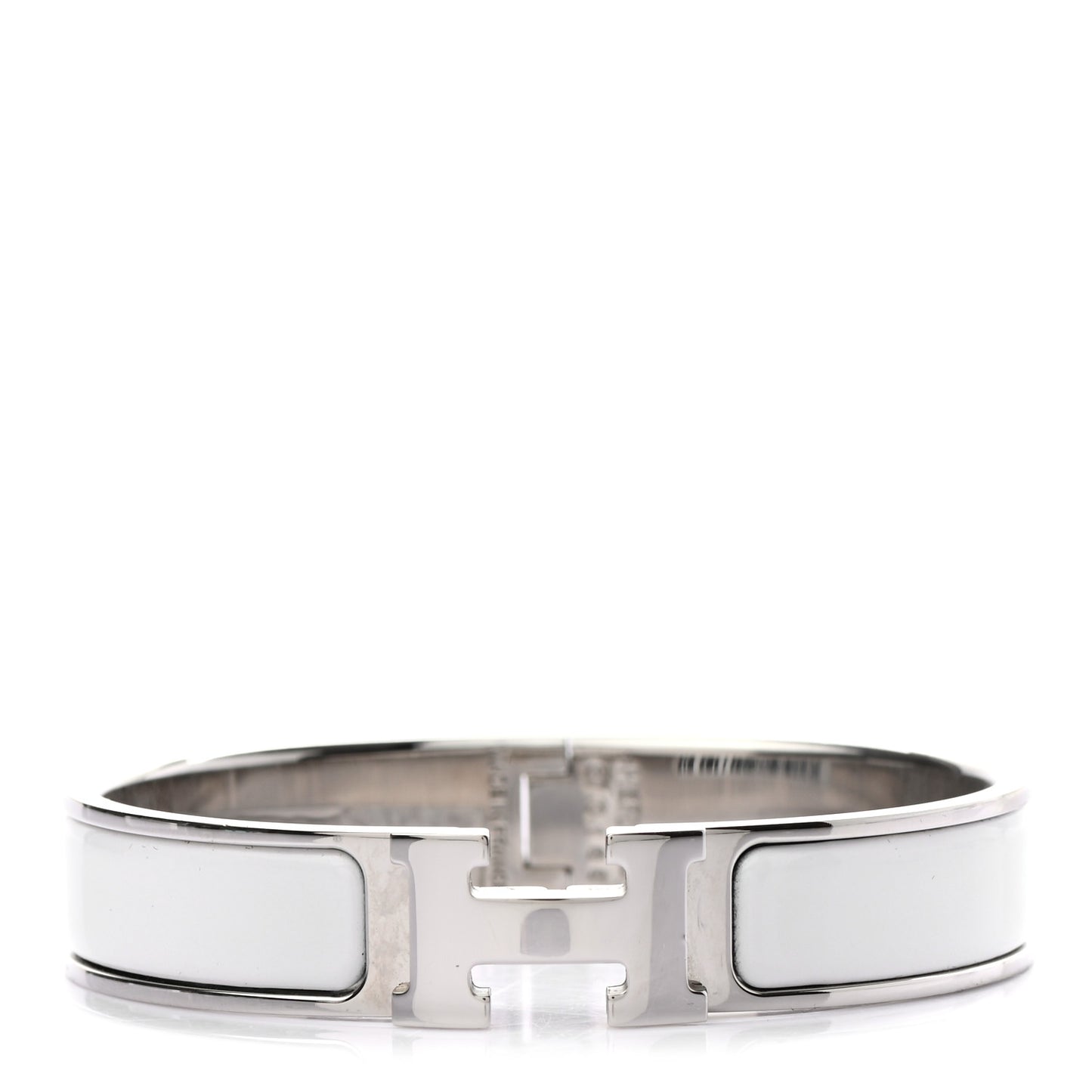 Enamel Narrow Clic Clac H Bracelet PM White