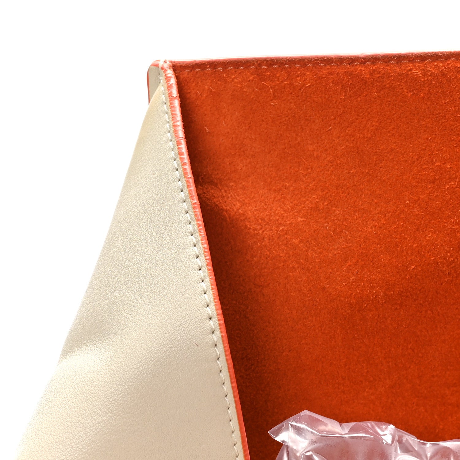 Celine Smooth Calfskin Medium Phantom Luggage Chalk Orange Trim 16 of 17