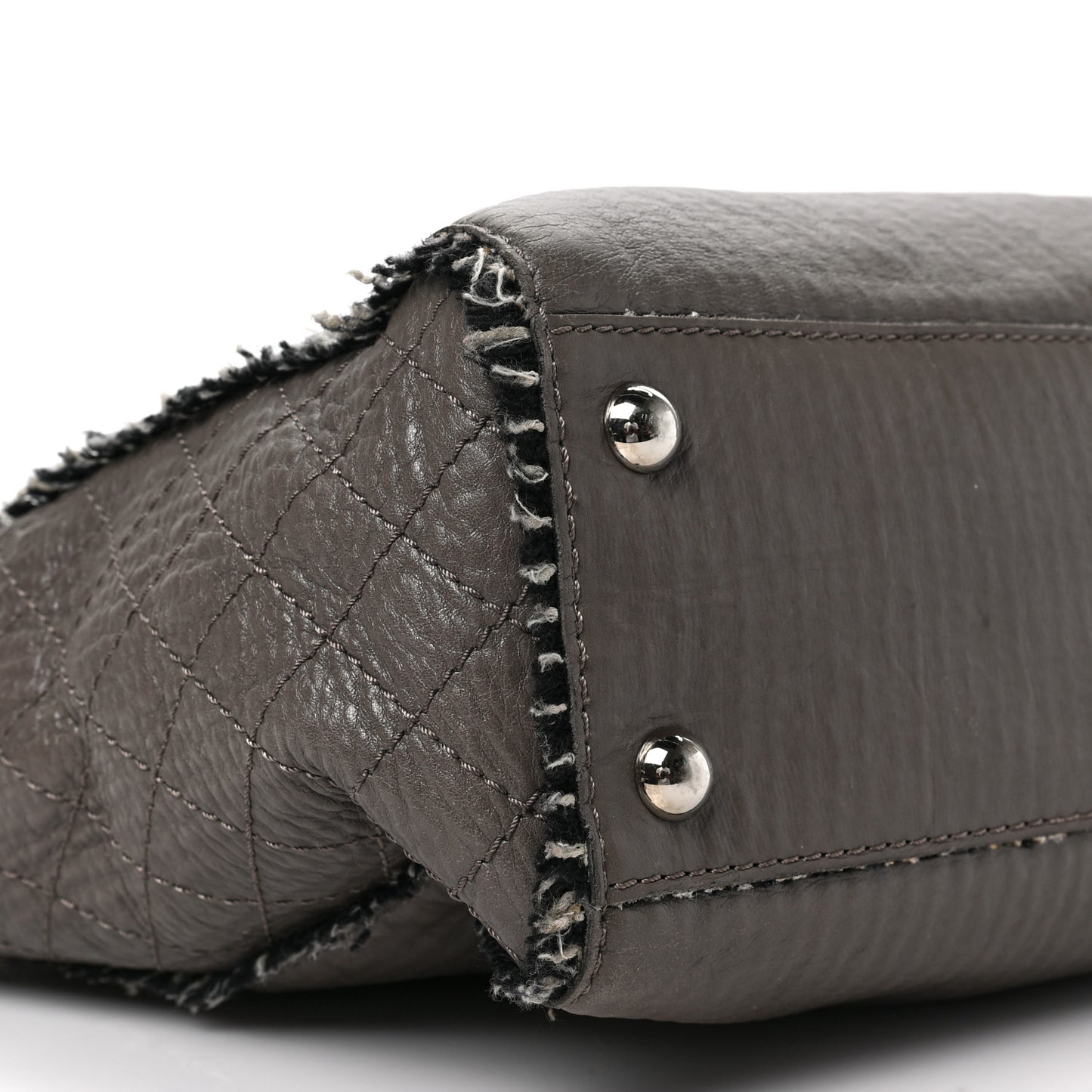 Glazed Calfskin Tweed Tweedy Shopping Tote Brown