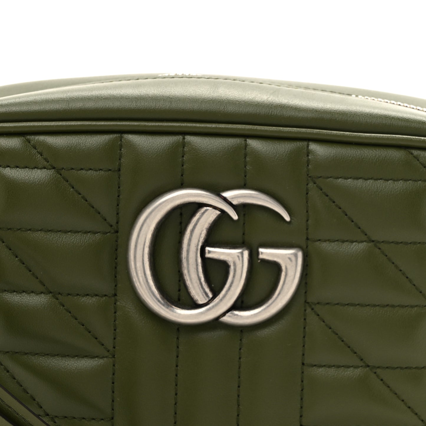 Calfskin Matelasse Aria Small GG Marmont Chain Shoulder Bag Military Wood