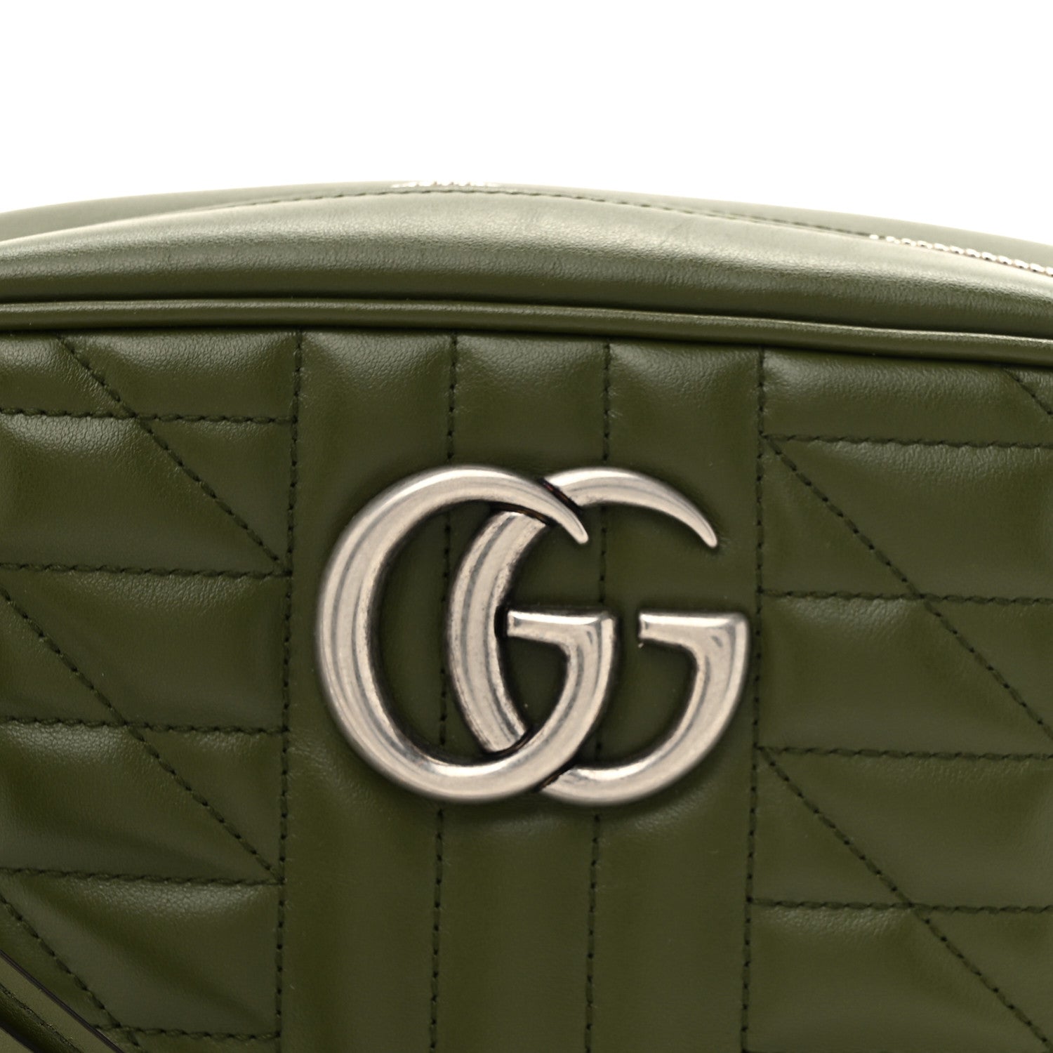 Gucci Calfskin Matelasse Aria Small GG Marmont Chain Shoulder Bag Military Wood 8 of 10