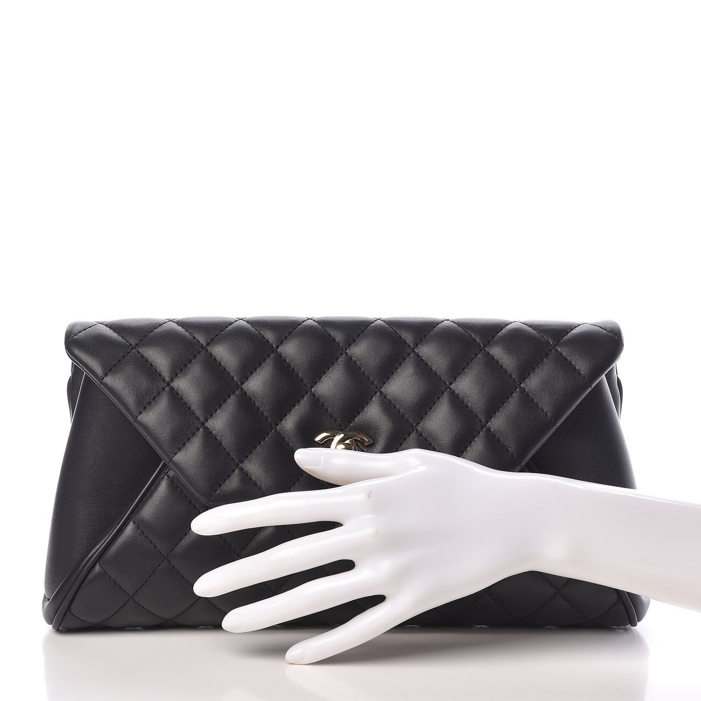 Lambskin Quilted Fold Up Again Clutch Black